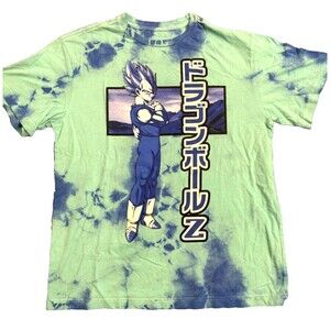 Dragon Ball Z Vegeta Tie-Dye T-Shirt Green Blue Large Funimation Anime Tee